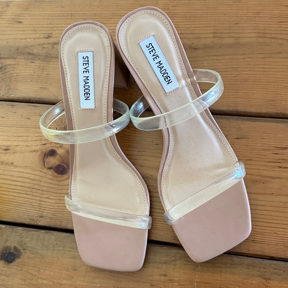 Steve Madden Clear Strap Block Heel